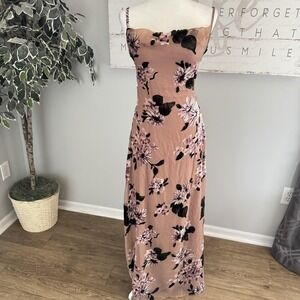 Lulus Dress Women XS Fairy Velvet Slip Maxi Velvet Burnout Lined Romantic Whimsy
